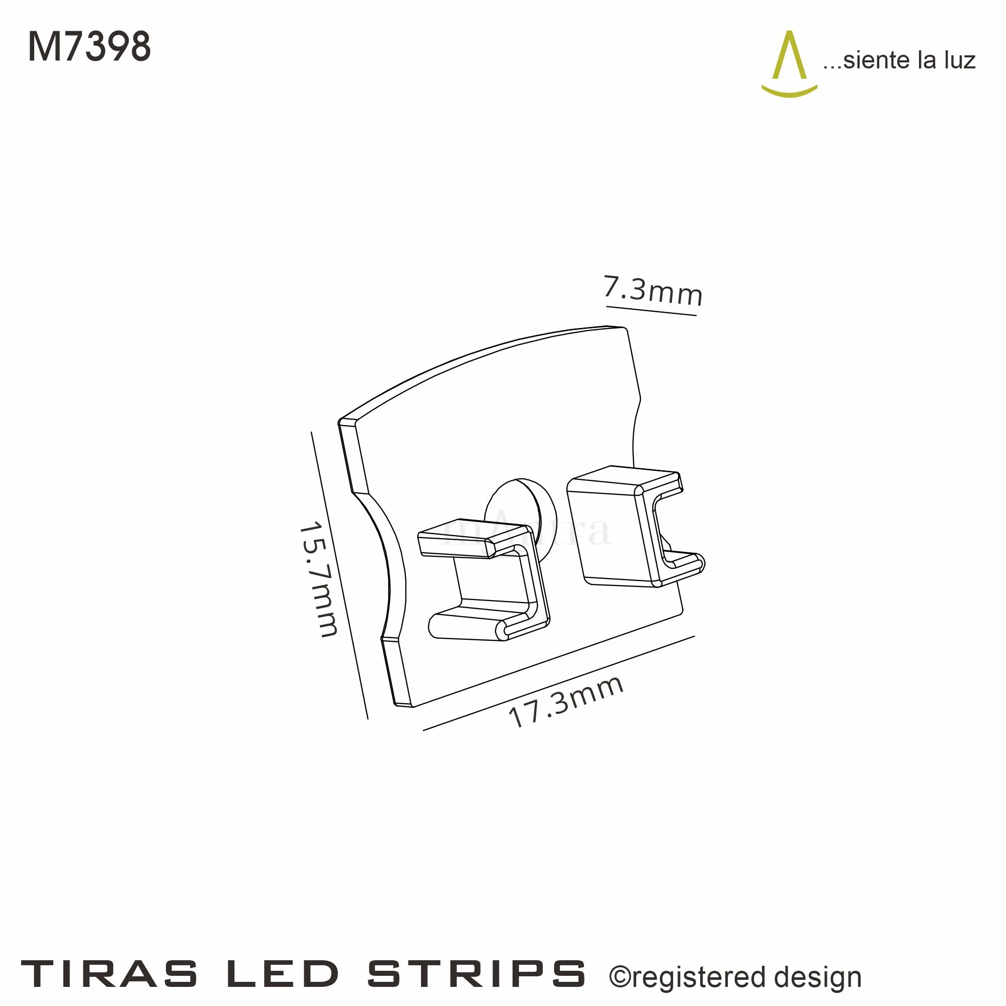 Tiras 17.3 x 15.7mm White Profile End Cap Without Hole (1pc) for M7392 M7398  Mantra Fusion Tiras LED Profile